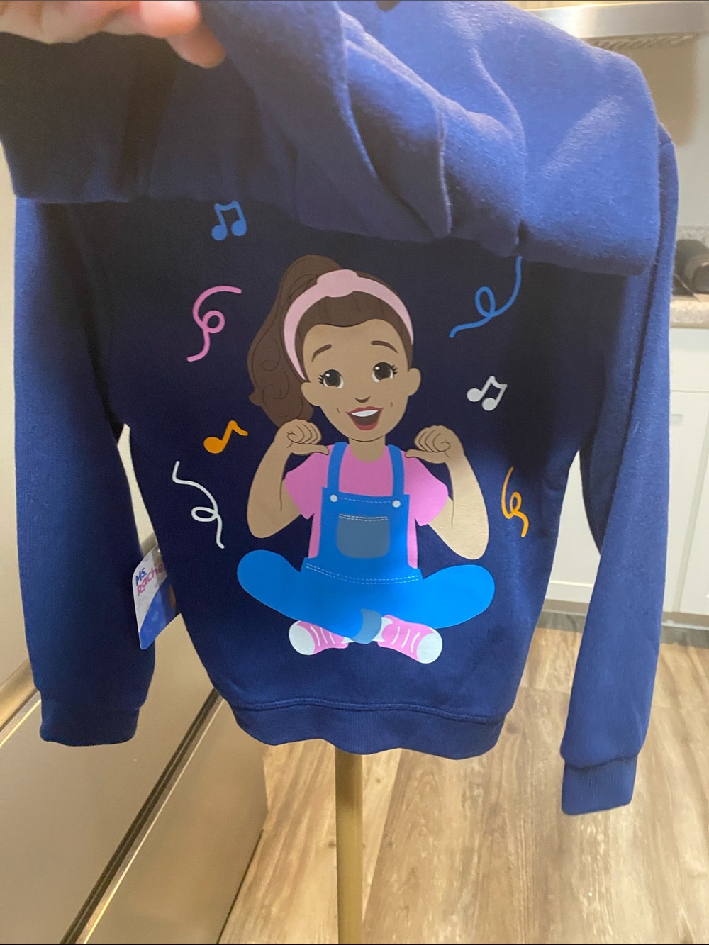 Ms Rachel Navy Hoodie with Colorful Ms. Rachel Character Graphic 4T unisex NWT - Picture 6 of 7